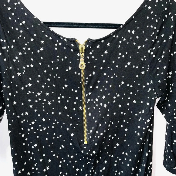 Zara Basic Evening Black & White Star Print Zip Back Tunic Top Medium Women’s - Picture 8 of 10
